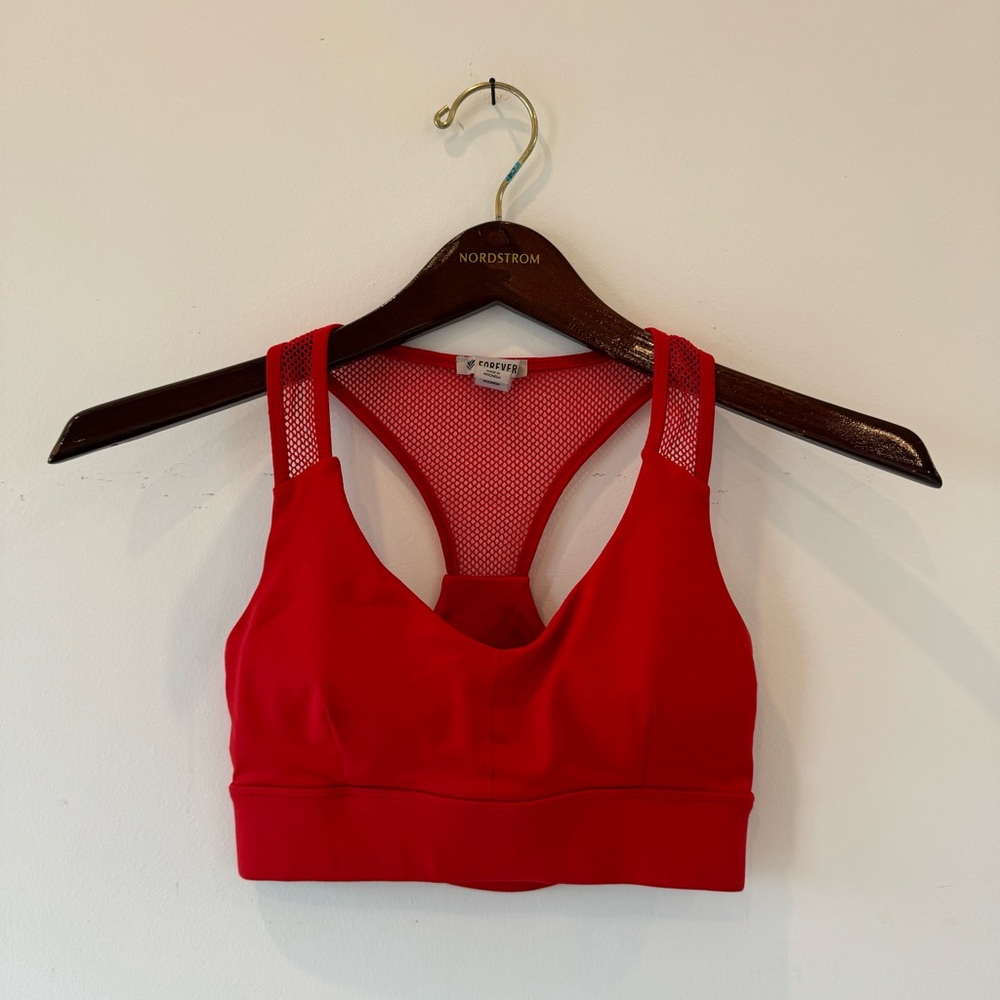 Red Racer Back Mesh Sports Bra - LOWEST PRICE